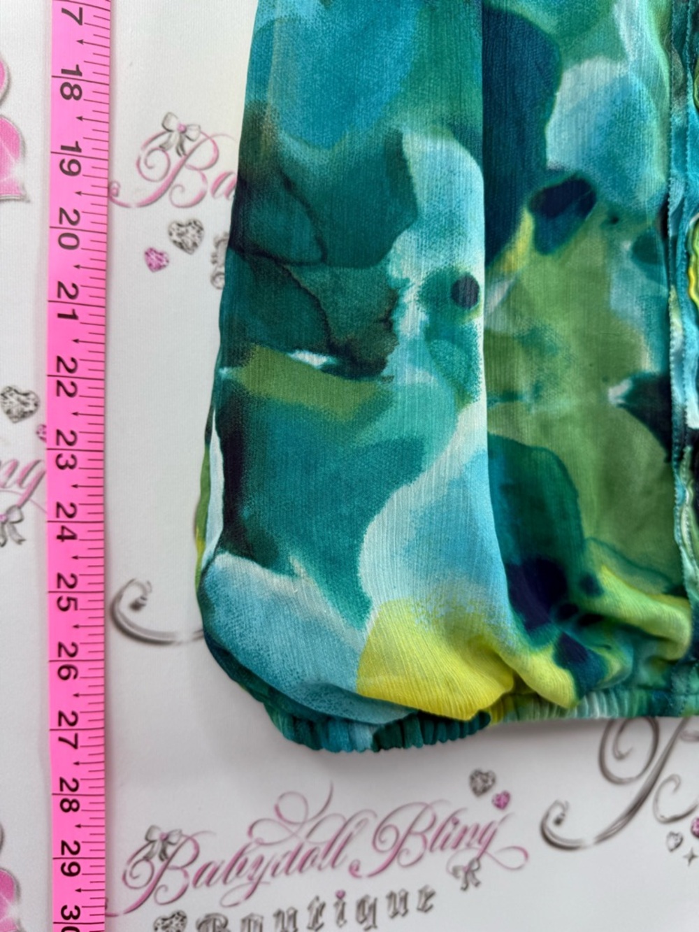 Zac & Rachel T-shirt blouse Teal and Green Floral Chiffon Cap-Sleeve Blouse - Picture 3 of 12